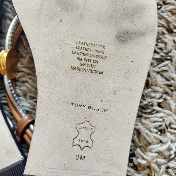 Tory Burch CAPRI MULTI STRAP SANDAL MOCHA TOASTED BARK GOLD sz 9 - Picture 7 of 7